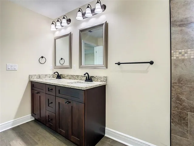 an aerial view of a house