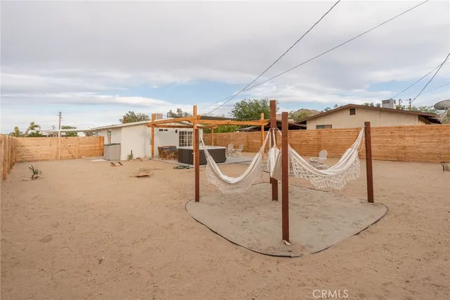 a view of a terrace with furniture