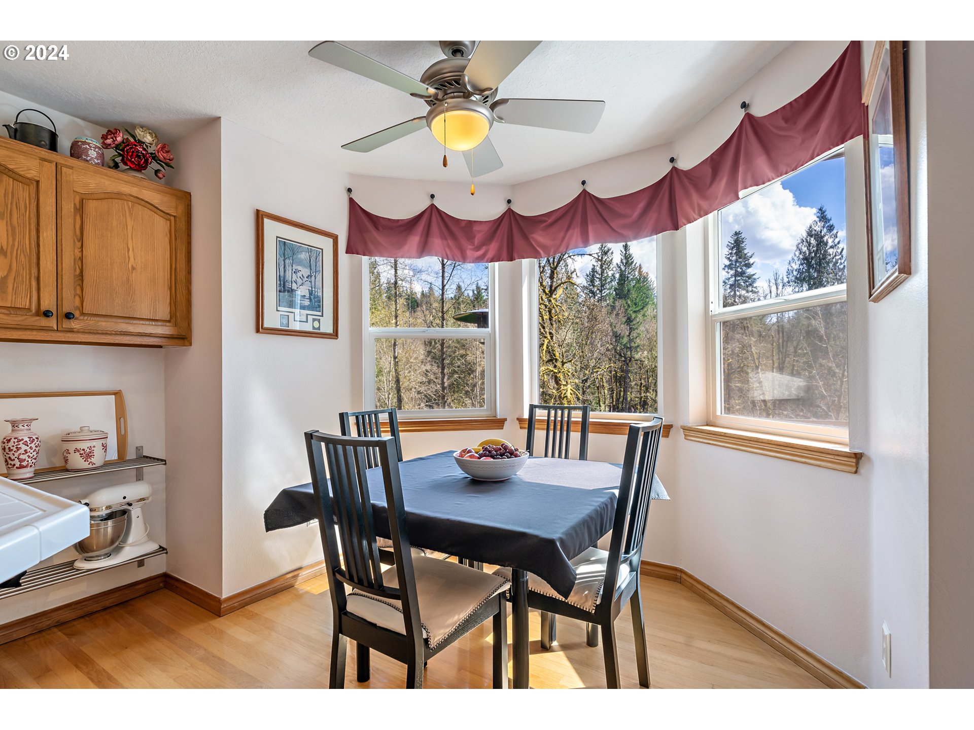 28028 Southeast Knox Road Boring, OR 97009 - Photo 19 of 48 a view of a dining room with furniture a chandelier and a window