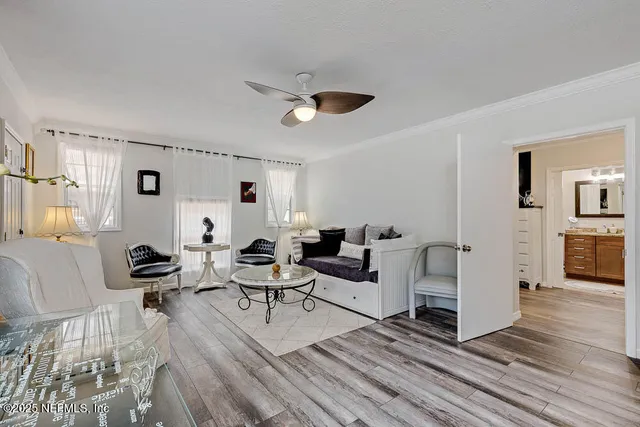 a living room with furniture