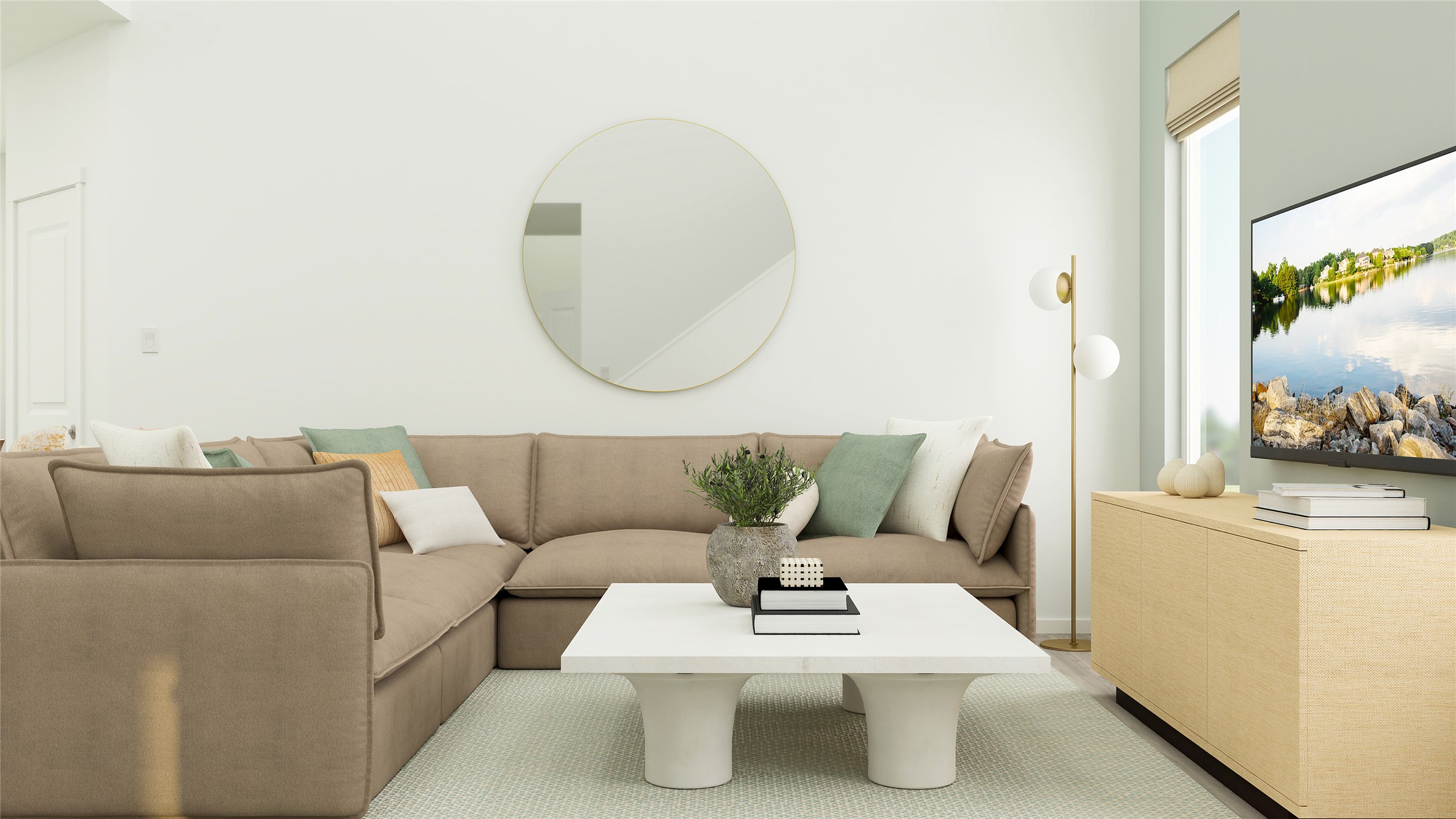 17917 Nashville Warbler Road Pflugerville, TX 78660 - Photo 10 of 24 a living room with furniture a table and a mirror