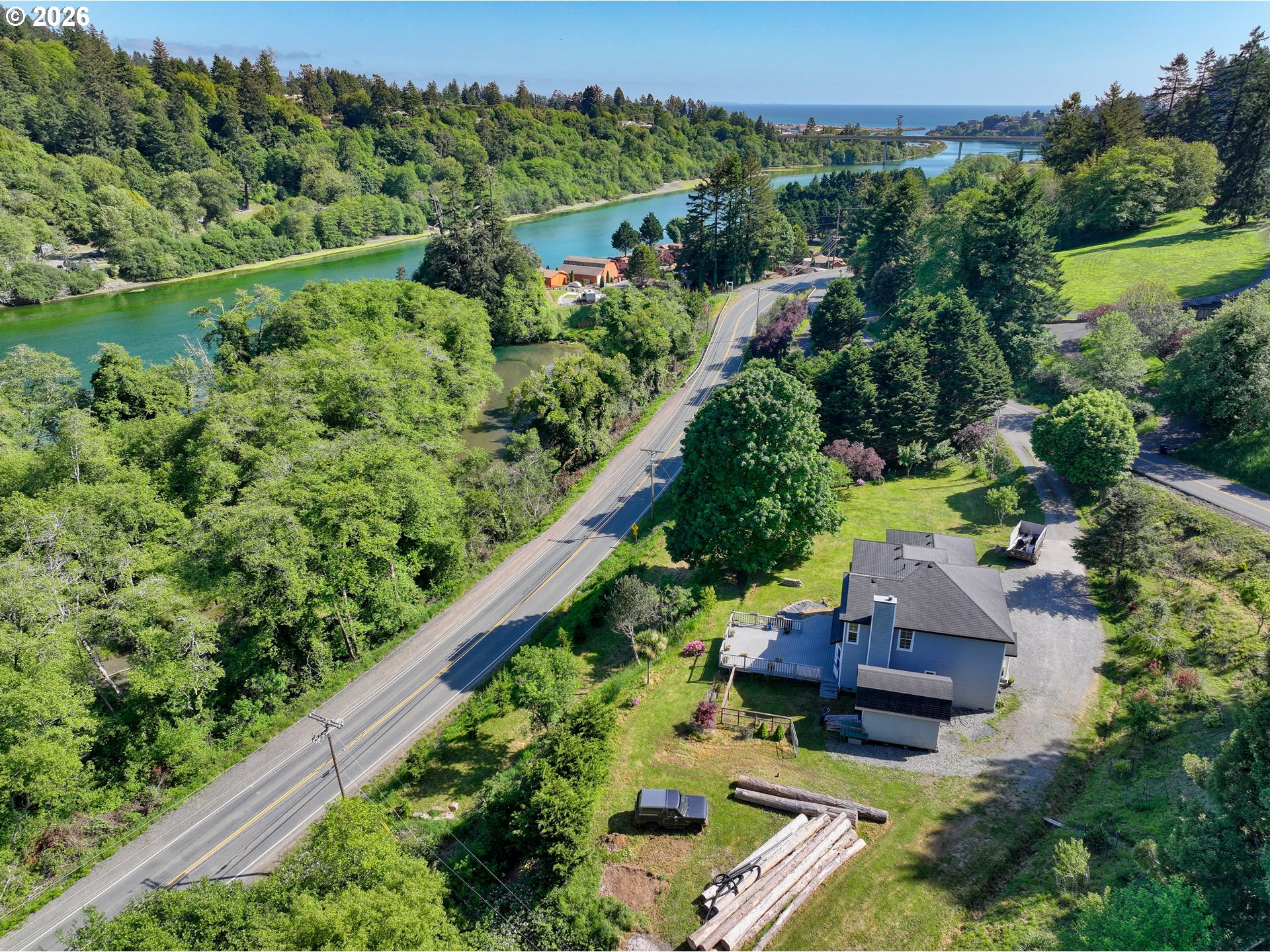 16711 Thompson Road Brookings, OR 97415 - Photo 43 of 45 an aerial view of house with yard