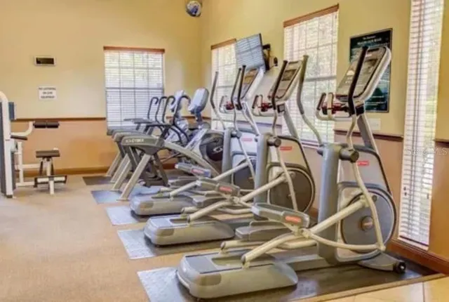 a view of a room with gym equipment