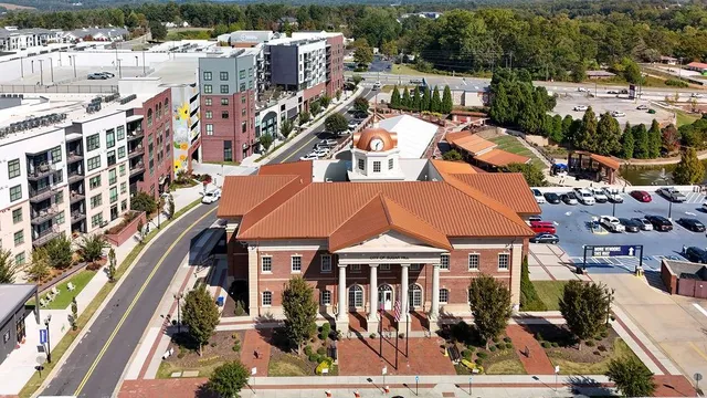 an aerial view of multiple house
