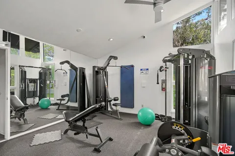 a room with gym equipment