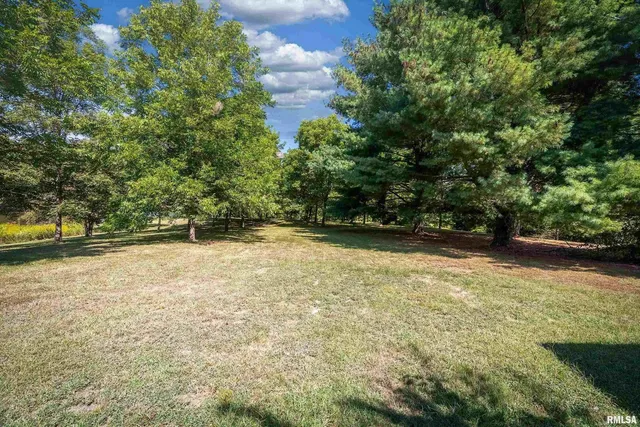 an aerial view of a house with a yard and lake view