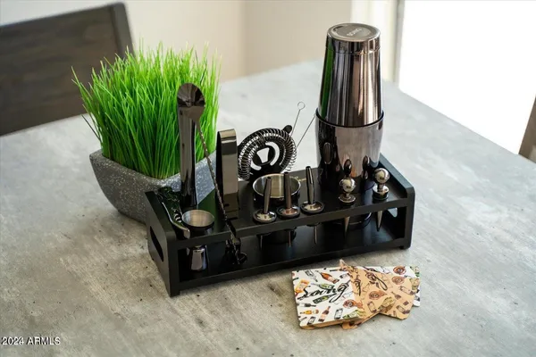 an aerial view of a house with a big yard