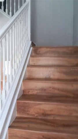 a view of wooden staircase