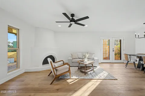 a living room with furniture