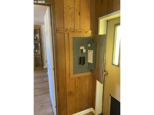 a view of a bathroom with a door