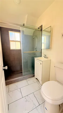 a bathroom with a sink a toilet a mirror and vanity