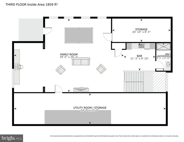 a view of empty room with wooden floor and kitchen