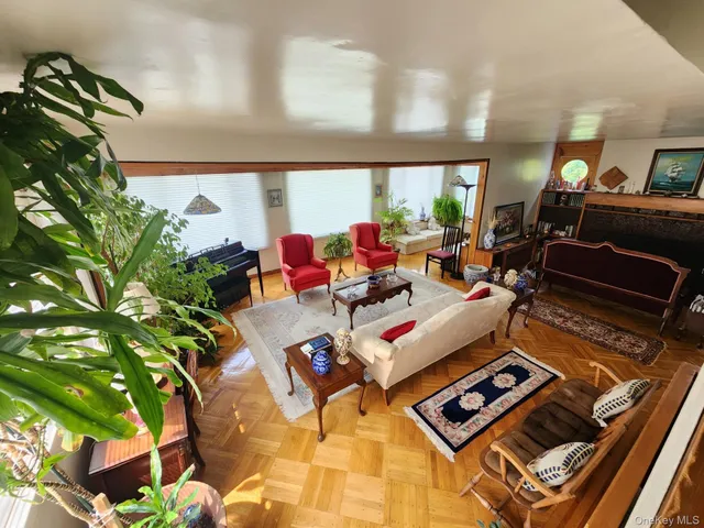 a living room with patio