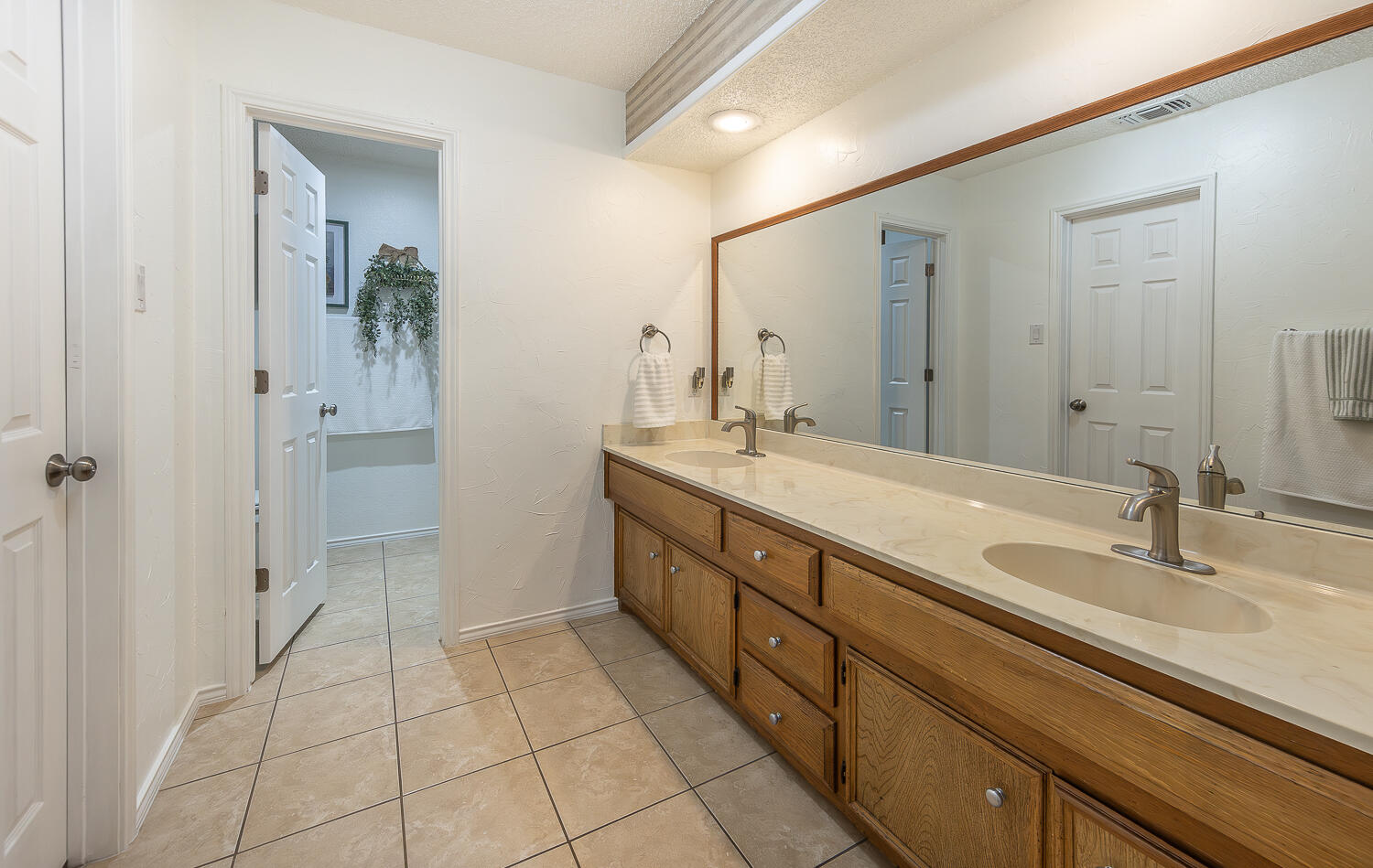 5810 80th Street Lubbock, TX 79424 - Photo 13 of 29 a spacious bathroom with a double vanity sink a mirror and a