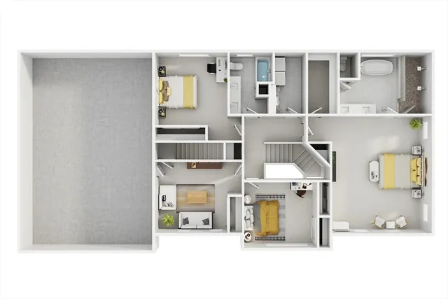 a living room with furniture