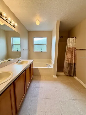 a bathroom with a sink a vanity and a bathtub