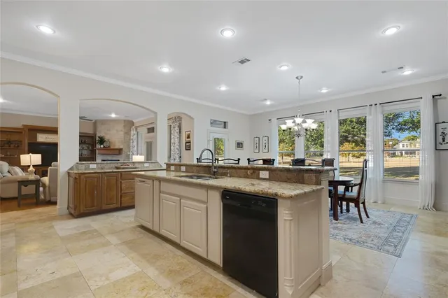 a kitchen with lots of counter top space