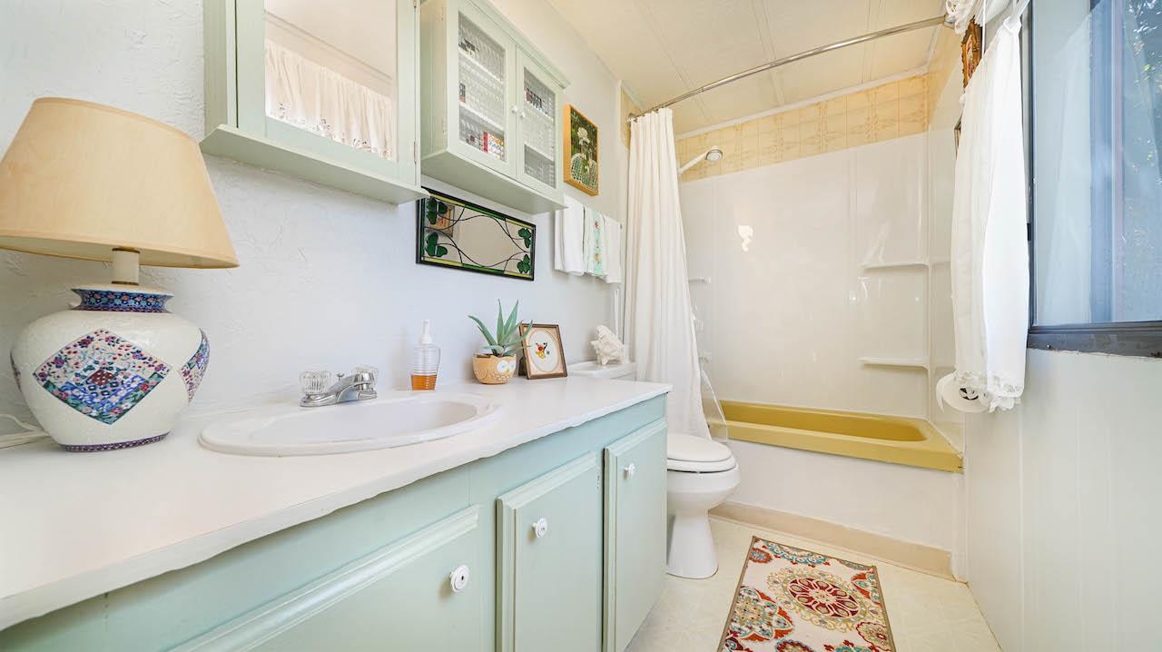 3251 E Road, Unit 100 Clifton, CO 81520 - Photo 12 of 22 a bathroom with a sink a toilet and a shower curtain