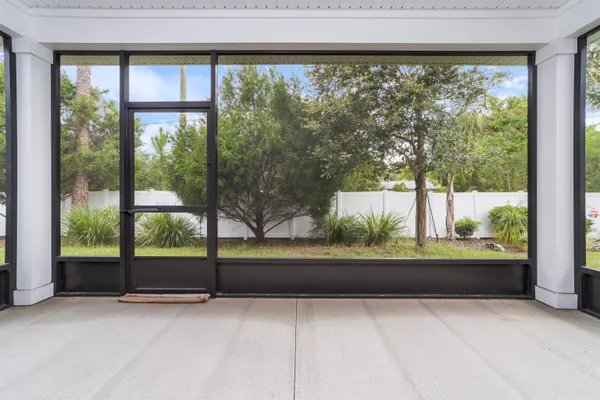 a view of a garden from a window
