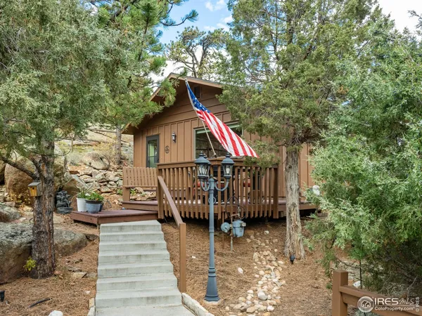 a front view of a house with patio