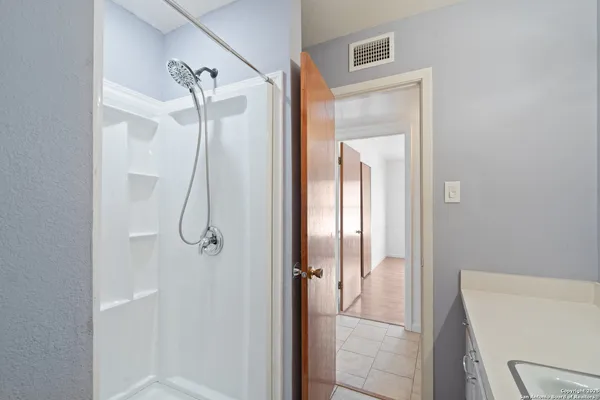 a bathroom with a shower