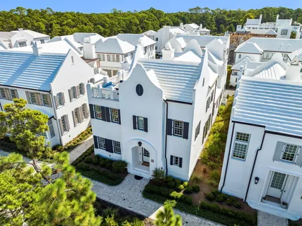 aerial view of a house with many windows