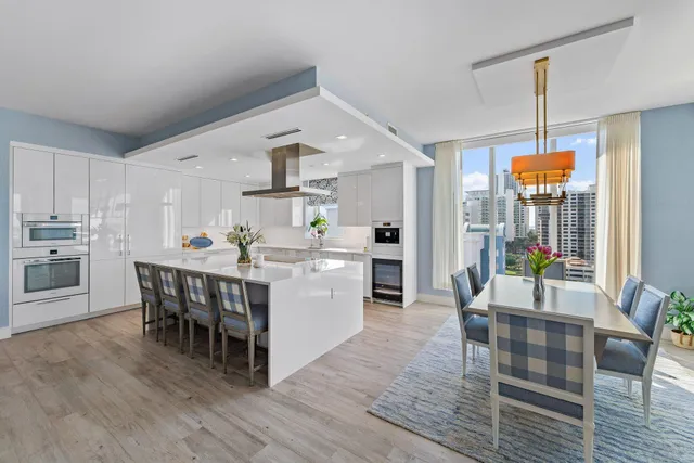 a view of a city with tall buildings