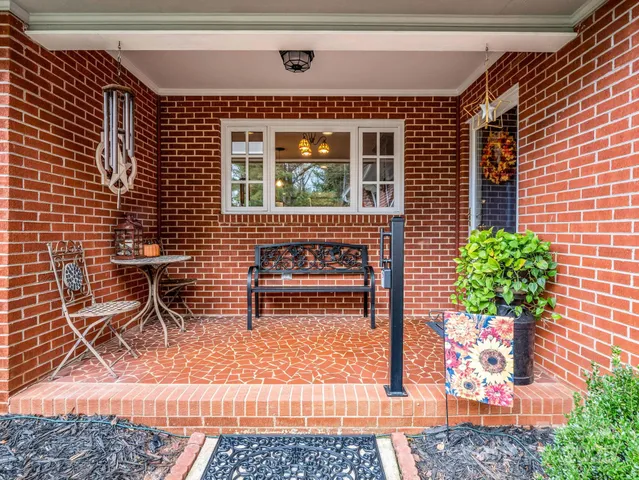 a potted plant sitting in front of a house