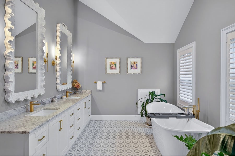 280 Ice Valley Road Osterville, MA 02655 - Photo 35 of 42 a bathroom with a granite countertop sink and a mirror