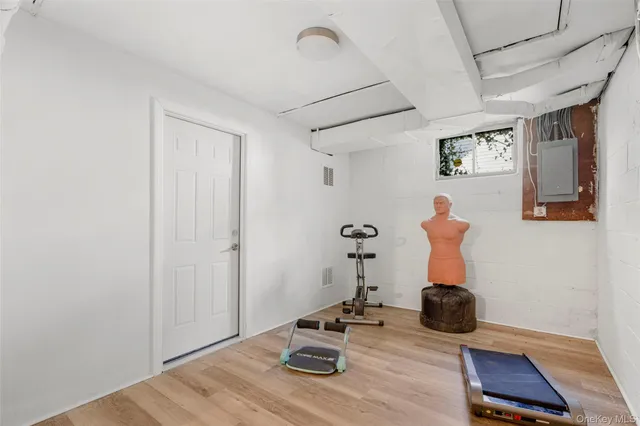 a view of a room with gym equipment