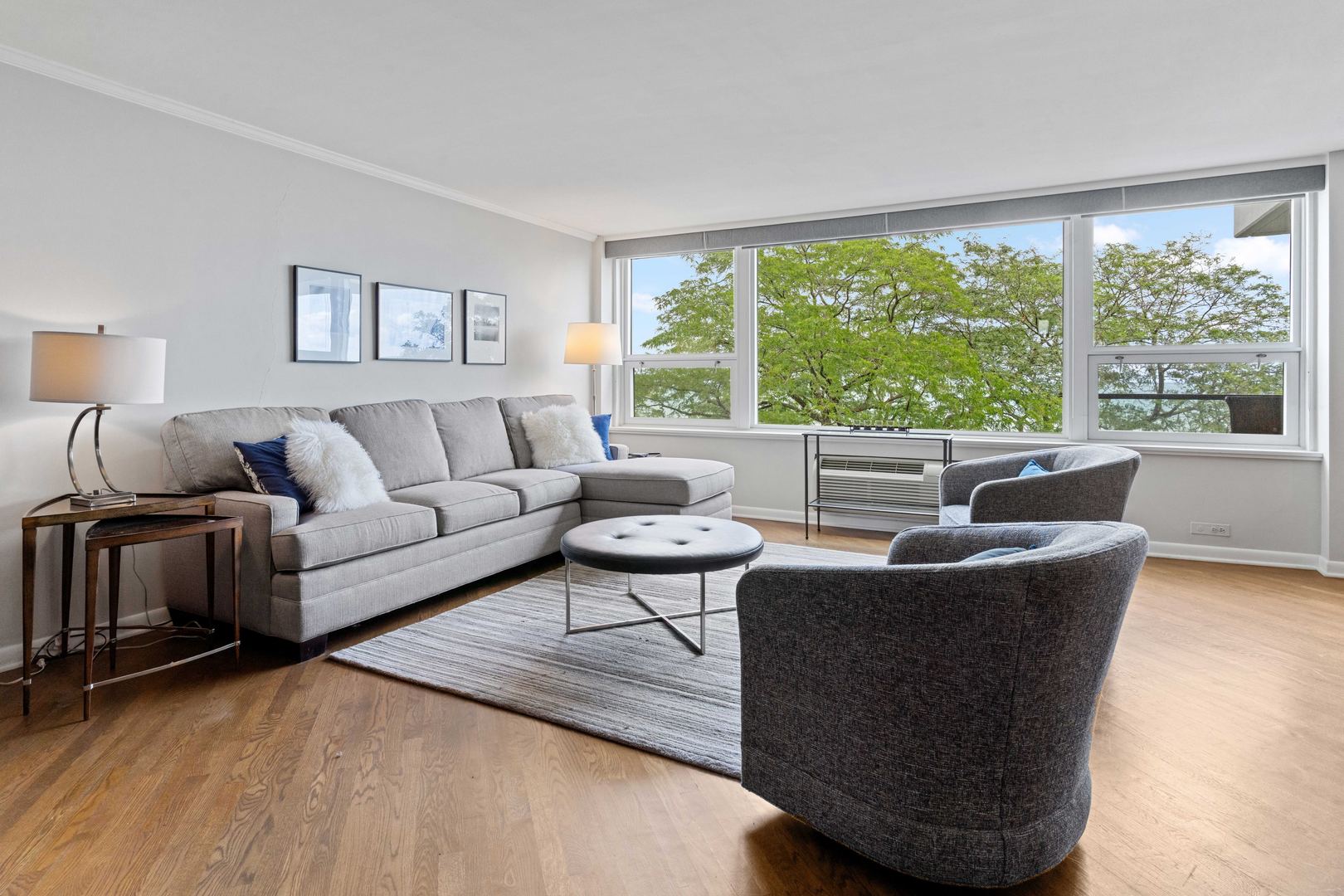 1630 Sheridan Road, Unit 4M Wilmette, IL 60091 - Photo 3 of 39 a living room with furniture and a large window