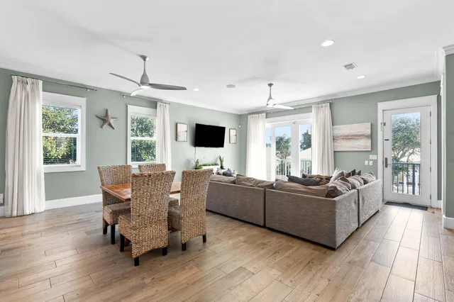 a view of a patio with a table chairs and a patio