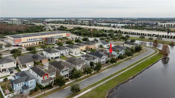 an aerial view of river residential house with outdoor space