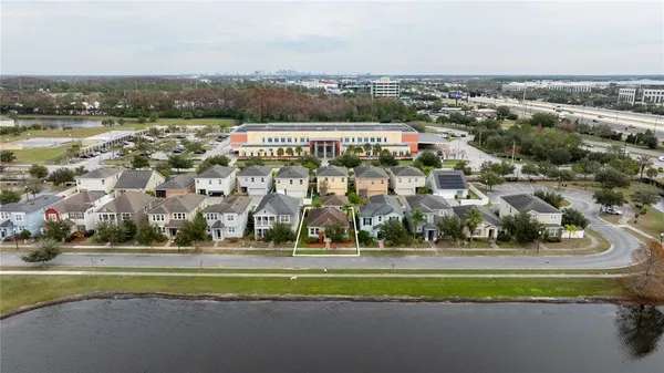an aerial view of a city