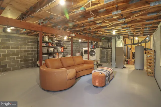 a view of a room with shelves