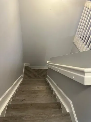 a view of cabinets and window