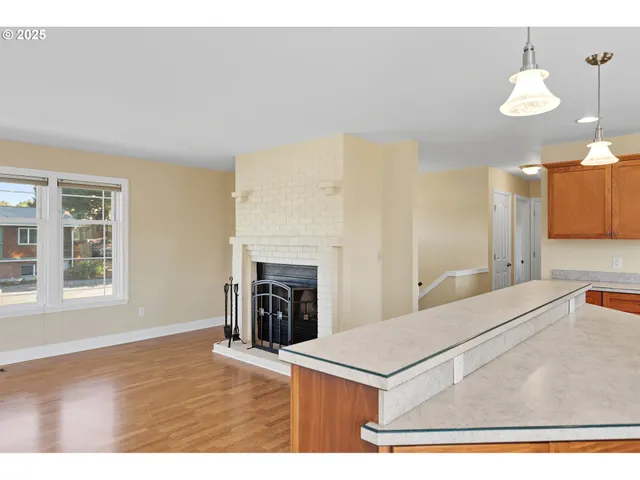 a view of kitchen and living room