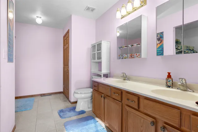 a bathroom with a shower curtain