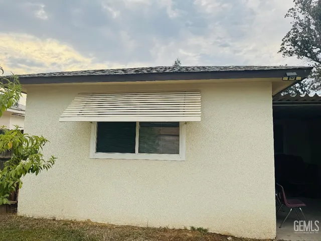 a view of a terrace that has a fireplace