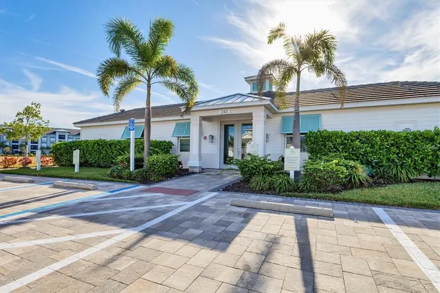 a view of a fountain with a yard
