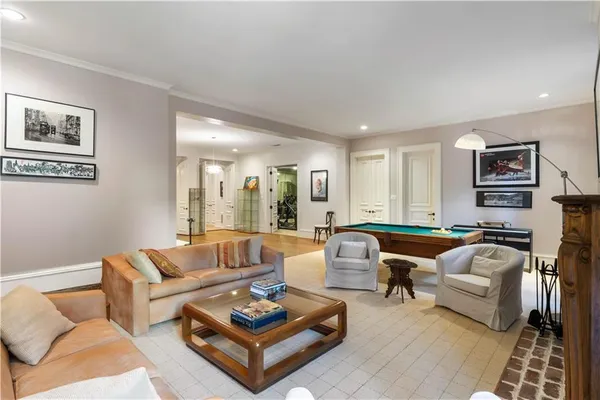 a living room with furniture and a couch