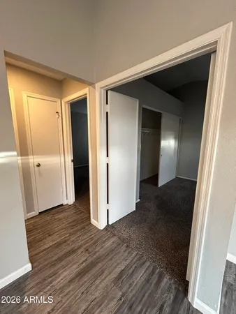 an empty room with windows