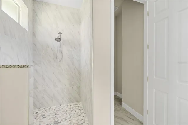 a bathroom with a shower