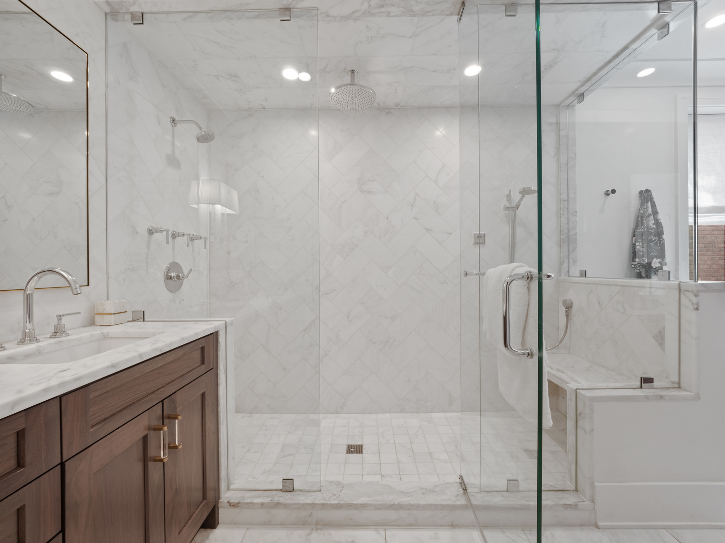 2252 North Orchard Street, Unit 3S Chicago, IL 60614 - Photo 23 of 31 a bathroom with a shower sink and mirror