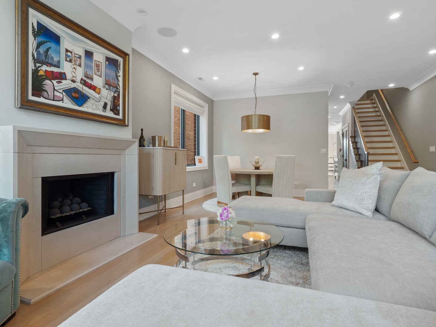 2252 North Orchard Street, Unit 3S Chicago, IL 60614 - Photo 5 of 31 a living room with furniture and a fireplace