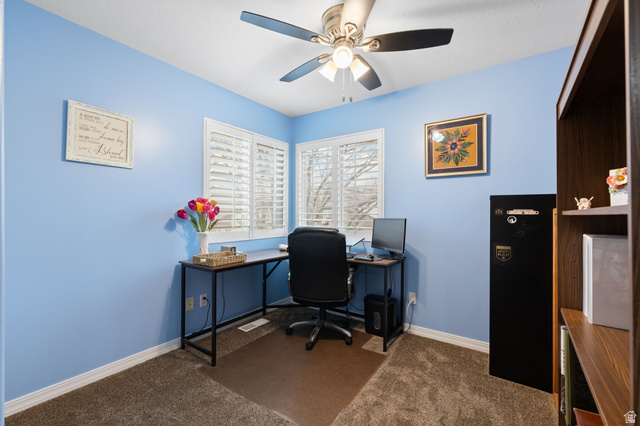1625 Pages Pl Drive Bountiful, UT 84010 - Photo 21 of 31 Bedroom with dark carpet and ceiling fan