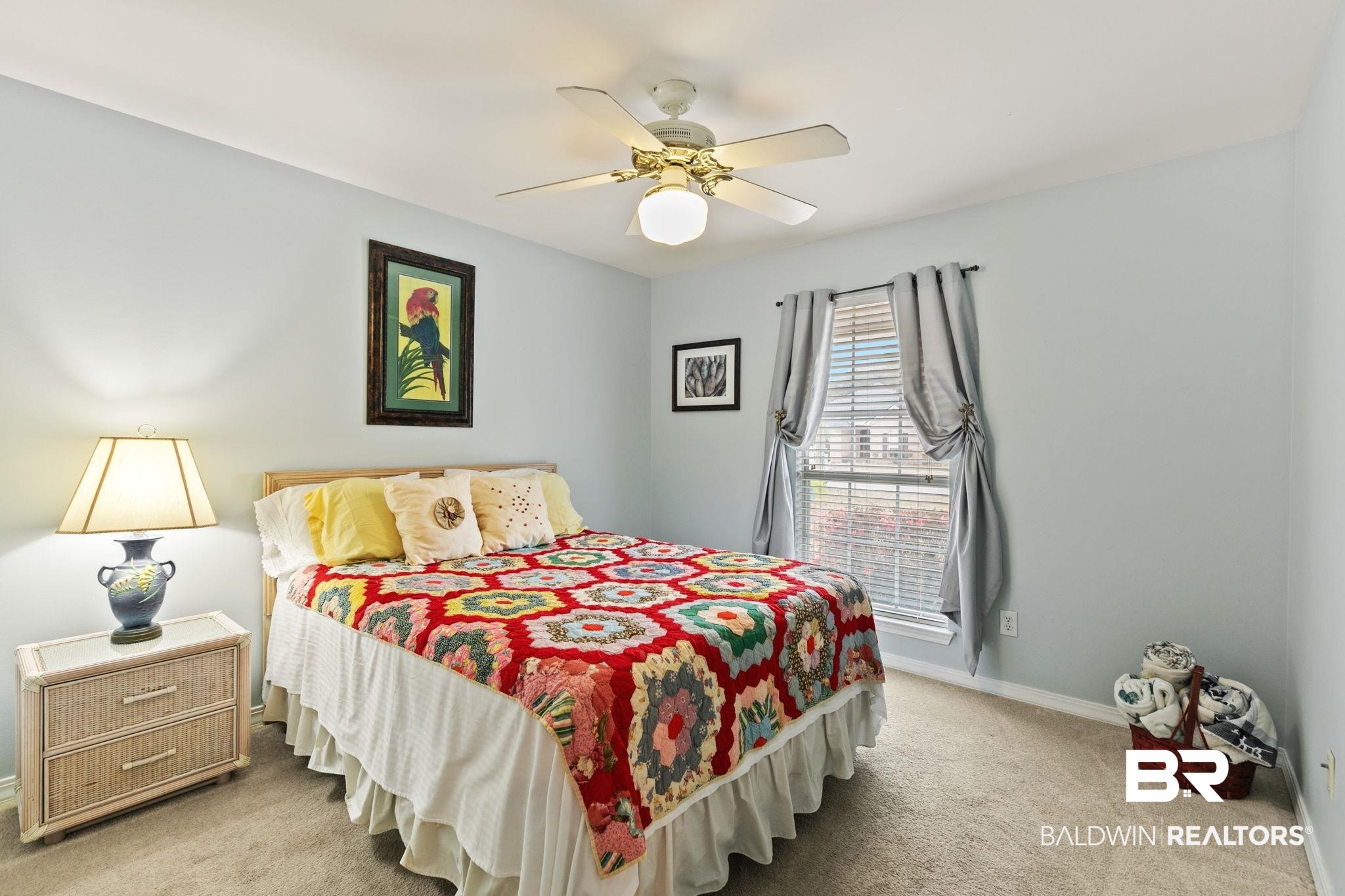 519 Juniper Place Drive Foley, AL 36535 - Photo 25 of 47 Bedroom with light colored carpet and a ceiling fan