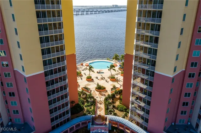 a view of a balcony with wooden floor