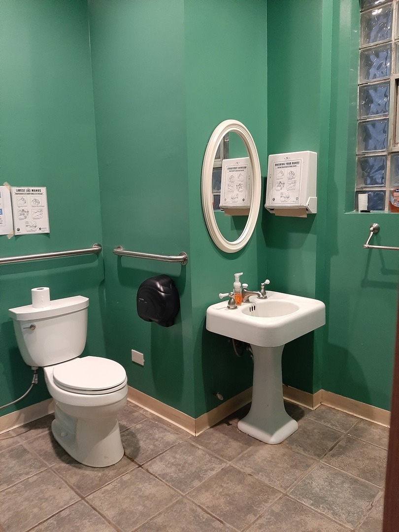 3142 South Morgan Street Chicago, IL 60608 - Photo 4 of 22 a bathroom with a toilet sink and mirror