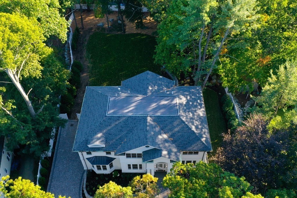 70 Helene Road Newton, MA 02468 - Photo 4 of 35 an aerial view of a house with garden space and a street view